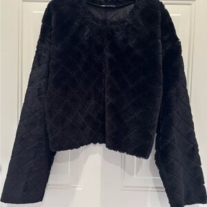 Zara cropped faux fur/ quilted pattern sweatshirt S